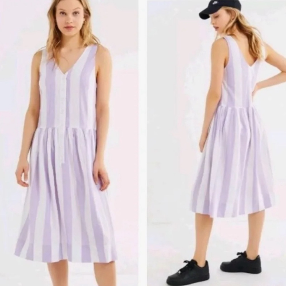 Urban Outfitters women’s dress Striped Lavender and White Sleeveless medium